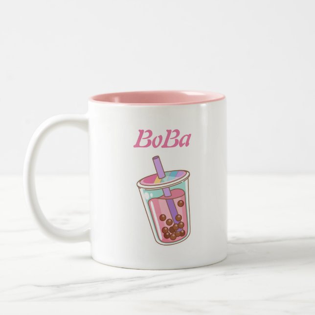 Taza Bicolor té boba burbuja té café Mug (Izquierda)