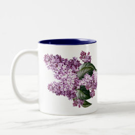 Taza Bicolor Té botánico de las flores de las lilas del vintage