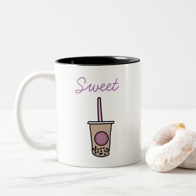 Taza Bicolor Té de burbuja (Con donut)