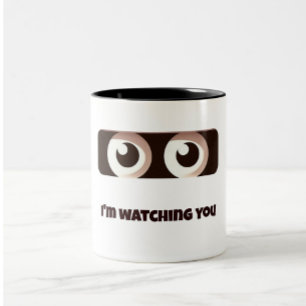 Taza Bicolor Te estoy vigilando - Gracioso Ojos Mug