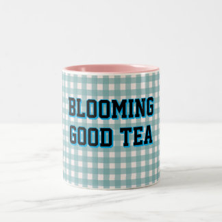 Taza Bicolor TÉ FLORIDO DE BUENAS Blue fondo de gingham