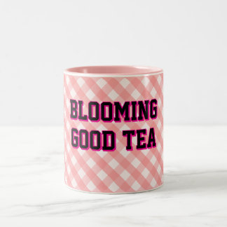 Taza Bicolor TÉ FLORIDO DE BUENAS Pink Gingham de fondo