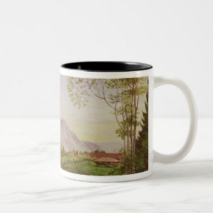 Taza Bicolor Té que recolecta en la plantación de Sr. Hoelle en