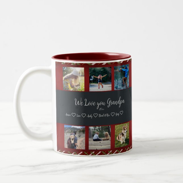 Taza Bicolor Te queremos, abuela Personalizado 6 Cuadrícula fot (Izquierda)