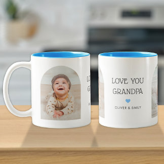 Taza Bicolor Te queremos abuelo 2 arca de fotos y nombre 11 oz