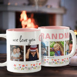 Taza Bicolor Te queremos las flores de la abuela 5 fotos Keepsa<br><div class="desc">Cute te te amamos las flores de la abuela 5 fotos Keepsake tafetán de dos tonos. Flores dibujadas a mano con hermosos colores primaverales y 5 fotos de nietos. El texto que te amamos, abuela, está en el moderno y moderno guión negro y letra en negrita rosa. Crea tu propio...</div>