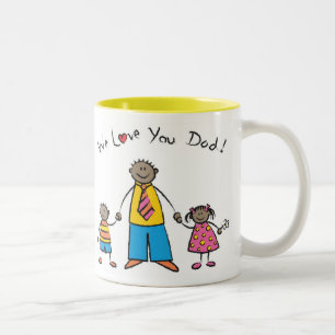 Taza Bicolor Te queremos, papá, familia Personalizado, feliz dí