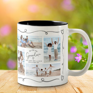 Taza Bicolor Te Quiero Abuela 4 Foto Dibujadas a Mano Grises Ga