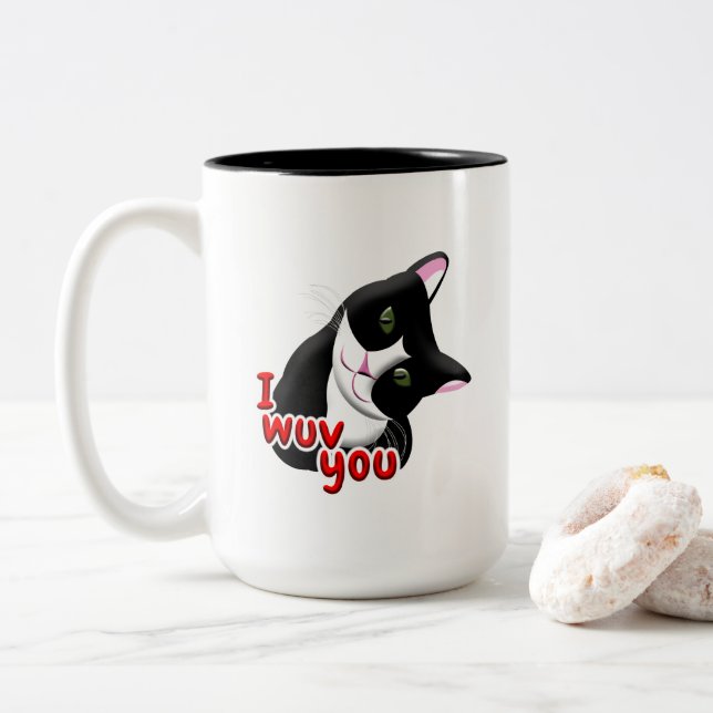 Taza Bicolor Te quiero gato (Con donut)