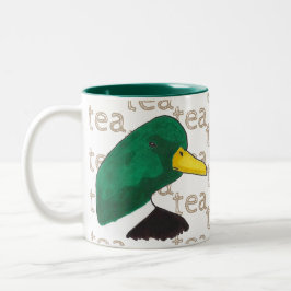 Taza Bicolor Tea Coffee Mallard Duck dibujado a mano