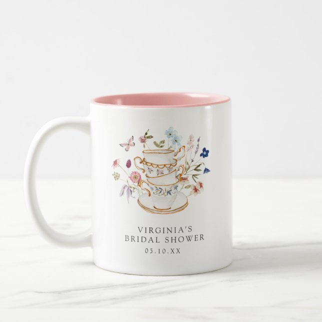 Taza Bicolor Tea Fiesta Bridal Shower Coffee Mug (Izquierda)