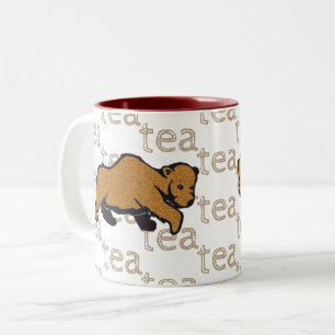 Taza Bicolor Tea Rustic Wildlife Grizzly Brown Bear