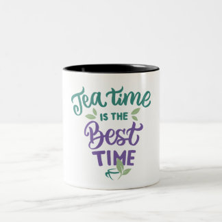 Taza Bicolor Tea Time Lettering Mug Design