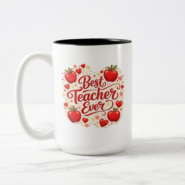 Taza Bicolor Teacher Gift Mug / Best Teacher Ever Appreciation  (Izquierda)