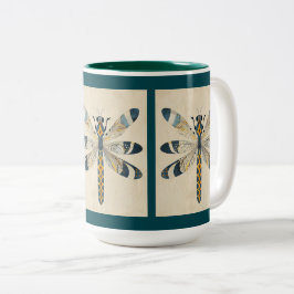 TAZA BICOLOR TEAL DRAGONFLY MUG