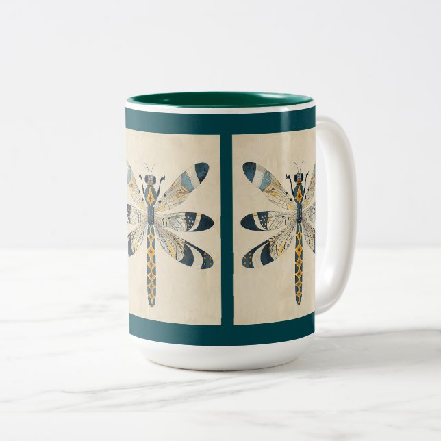 TAZA BICOLOR TEAL DRAGONFLY MUG (Anverso derecho)
