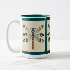 TAZA BICOLOR TEAL DRAGONFLY MUG