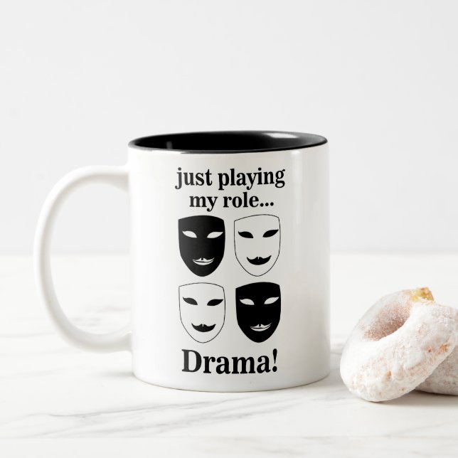 Taza Bicolor Teatro Mask Teatro Drama Gracioso (Con donut)