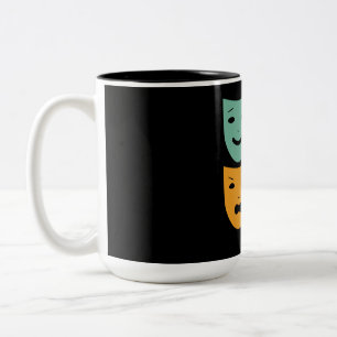 Taza Bicolor Teatro vintage máscaras actor de teatro