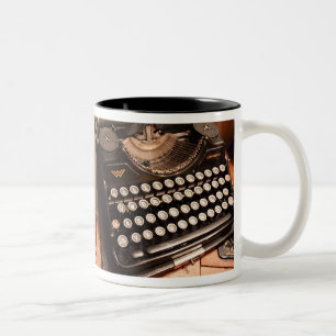 Taza Bicolor Tecla de escritura vintage Keys Mug