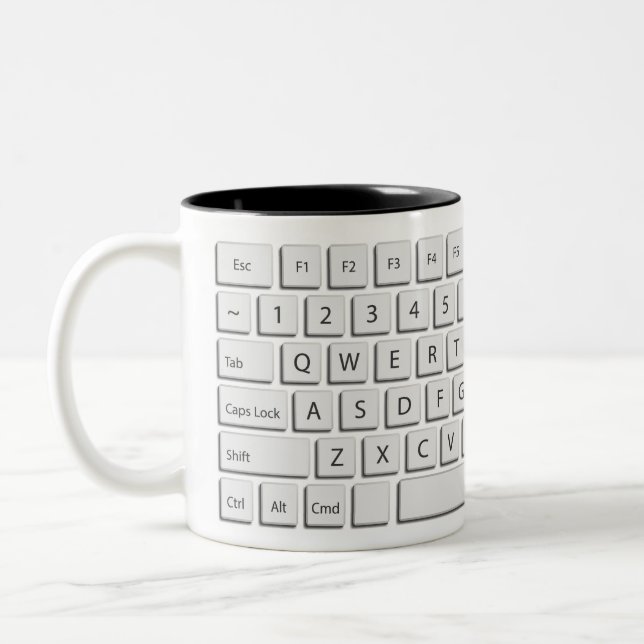 Taza Bicolor Teclado de computadora gigante novedad de letras Q (Izquierda)