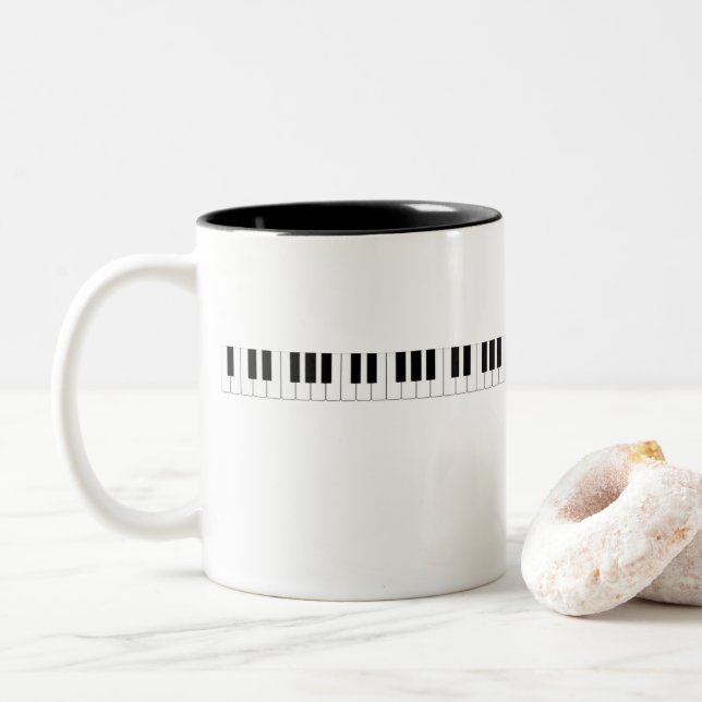 Taza Bicolor Teclado de piano (Con donut)