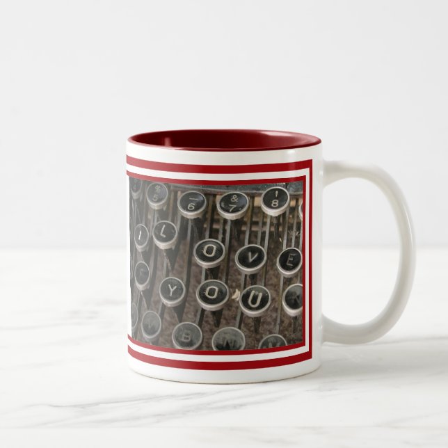 Taza Bicolor Teclas de máquina de escribir "Te amo" (Derecha)