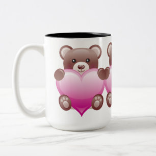 Taza Bicolor Teddy Bear Valentine Heart