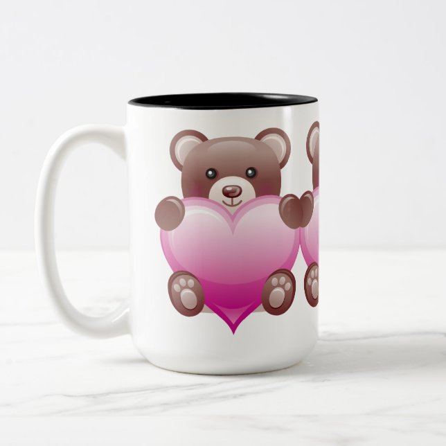 Taza Bicolor Teddy Bear Valentine Heart (Izquierda)