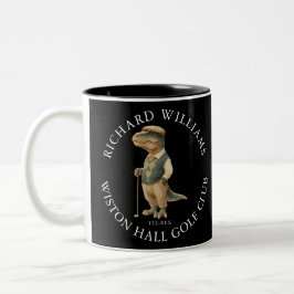Taza Bicolor Tee-Rex Dinosaur Custom Golfer Name And Club