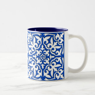 Taza Bicolor Teja marroquí - azul y blanco de cobalto