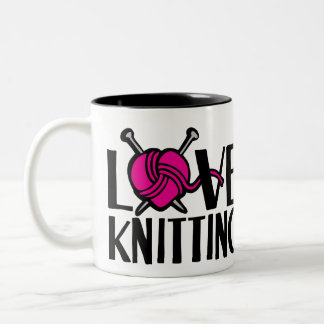 Taza Bicolor Tejiendo el tazón de lana rosada
