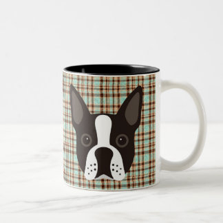 Taza Bicolor Tela escocesa de tartán del perro de perrito de