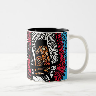 Taza Bicolor Tela y brochas