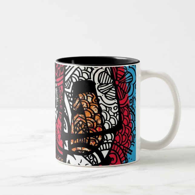 Taza Bicolor Tela y brochas (Derecha)