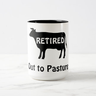Taza Bicolor Tema divertido de vaca Jubilación Humor Fuera al p