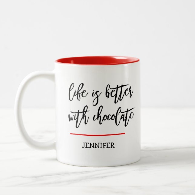 Taza Bicolor Tema divertido del chocolate (Izquierda)