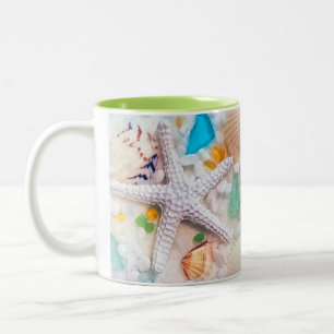 Taza Bicolor Tema tropical de la playa