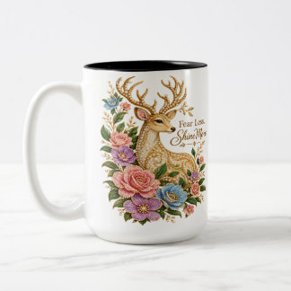 Taza Bicolor Teme Menos Brilla Más: Ciervo Floral Ornamental