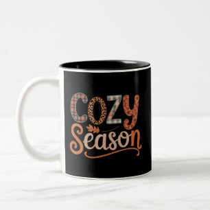 Taza Bicolor Temporada Acogedora Retro Otoño Ponte Acogedor Día