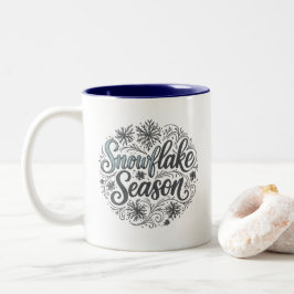 Taza Bicolor Temporada de Snowflake Invierno Café estético Mug