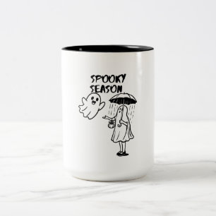 Taza Bicolor Temporada espeluznante fantasma lindo Halloween