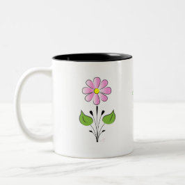 Taza Bicolor Tener un tipo verde feliz día con flor rosa