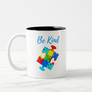 Taza Bicolor Tengan cuidado con el autismo Pieza de rompecabeza