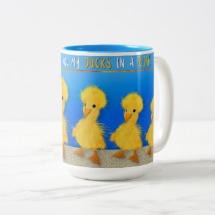 TAZA BICOLOR TENGO A TODOS MIS PATO EN UN MUG ROJO