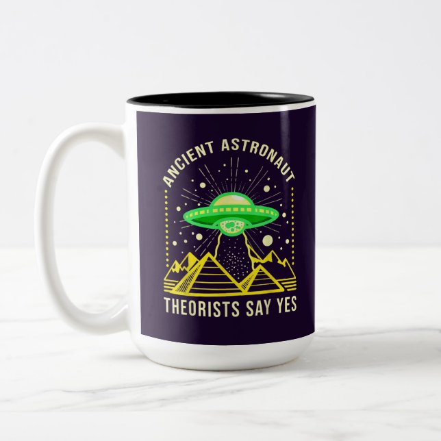 Taza Bicolor Teoría de antiguos astronautas dicen sí, teoría ex (Izquierda)