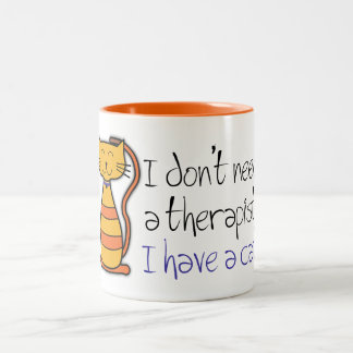 Taza Bicolor Terapeuta anaranjado del gato de Tabby