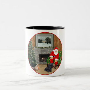 Taza Bicolor Terrier Escocés Feliz y Santa