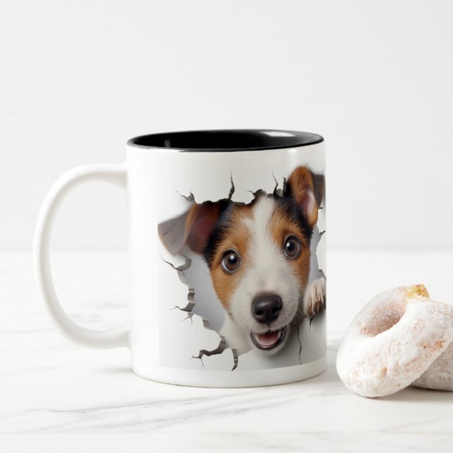 Taza Bicolor Terrier Jack Russell   (Con donut)
