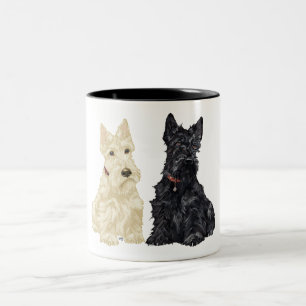 Taza Bicolor Terriers escoceses trigueños y negros